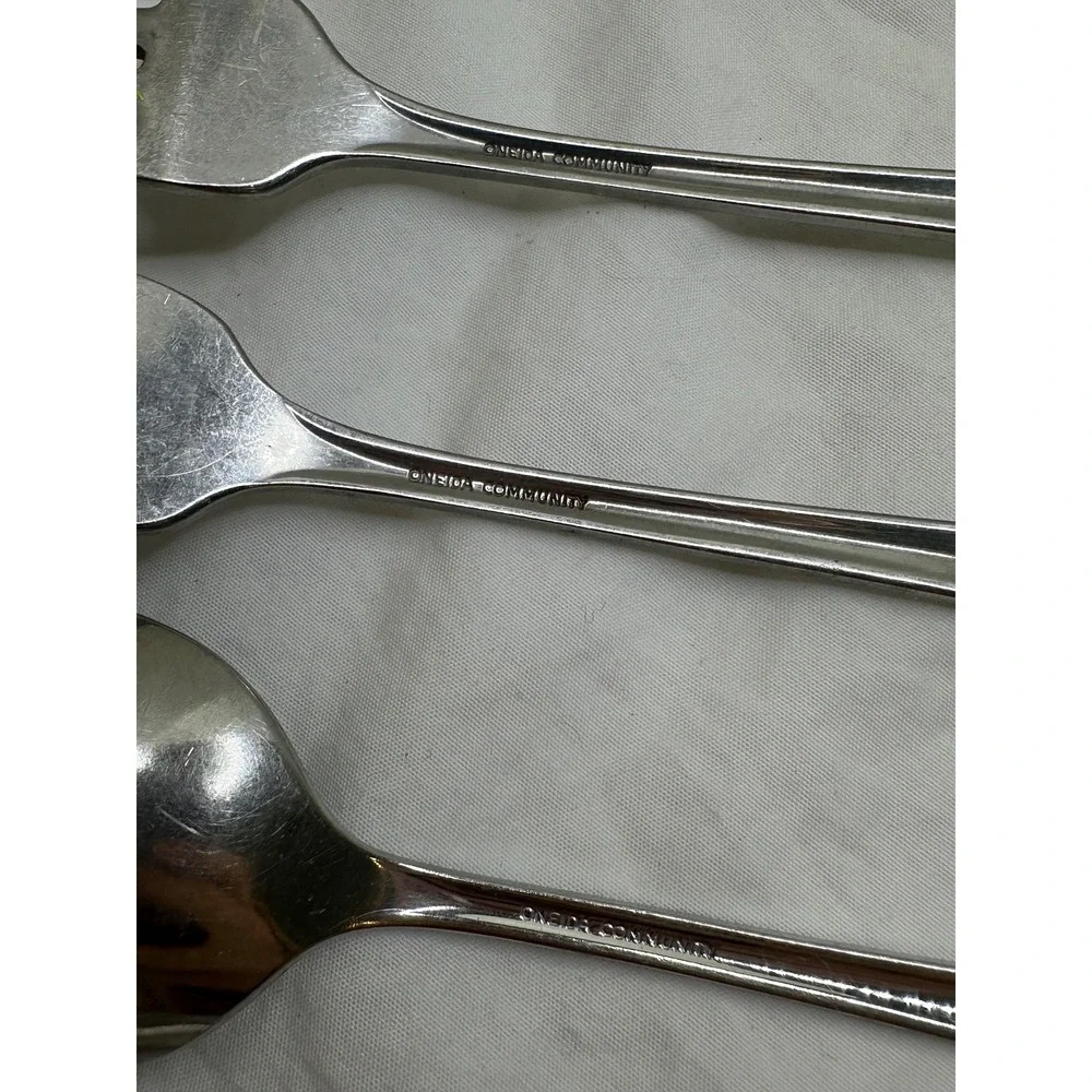 Oneida Royal Flute Stainless Flatware Silverware Teaspoons Salad Forks 4 Pc